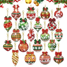 FYting Pack of 20 diamond painting Christmas pendants, 5D diamond painting Christmas, diamond painting children, diamond painting key tags, gift tags, window hangings (Christmas)