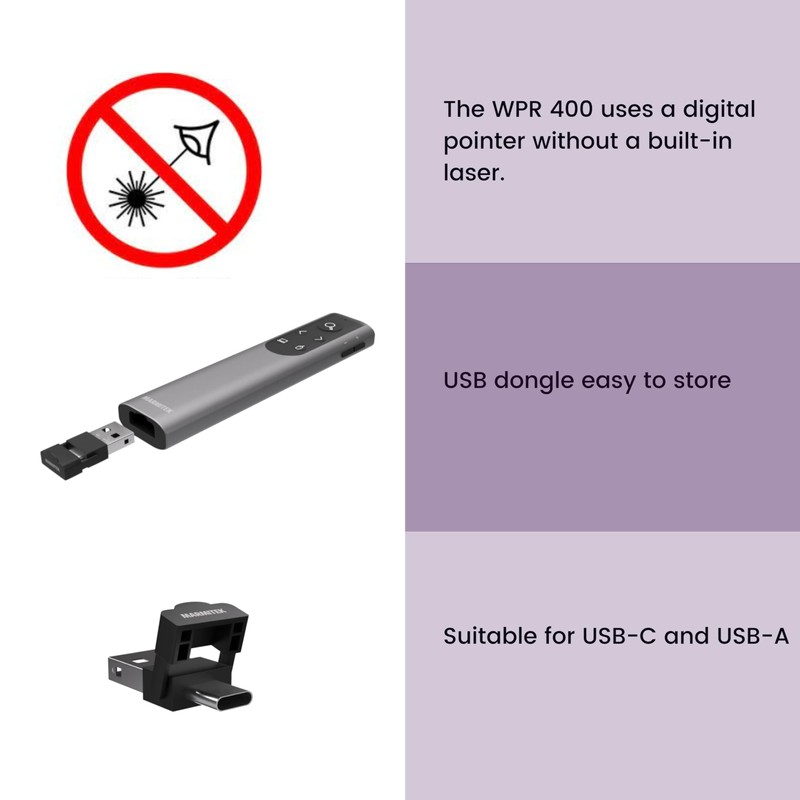 Wireless Presenter - Marmitek WPR-400 with Digital Pointer, Air Mouse,