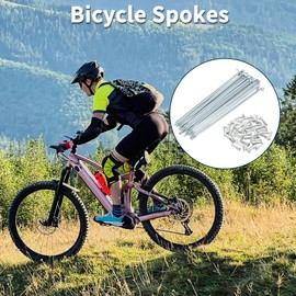 TUCKBOLD Bicycle Spokes Bike Wheel Spokes Silver Tone Nipple 1 Set 14G 130mm Length Carbon Steel Galvanized