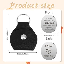 Dad Birthday Gifts, Daddy Birthday Gifts,1 Piece Of Black Pu Leather Case And 2 Pieces Of Stainless Steel Fathers Day Pocket Embrace Tokens, It Is Applicable To Father'S Day