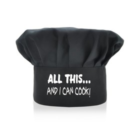 ZBBFSCSB All This and I Can Cook Funny Chef Hat, Funny BBQ Cooking Chef Hat for Men, Christmas Father's Day Birthday Gift for Husband Dad Grandpa Brother Nephew