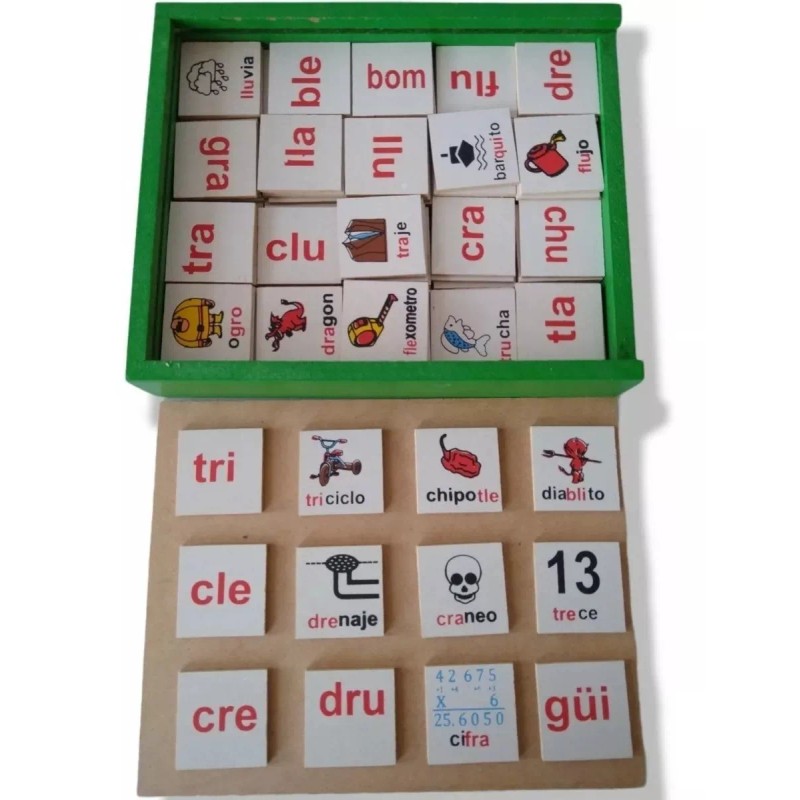 Castillo Didáctico Juego De Silabas Compuestas Por Asociación De Madera