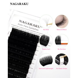NAGARAKU Easy Fan Eyelash Extensions Volume Lash 0.07 D curl 13mm Rapid Blooming Faux Mink Cluster For Beginners Soft Professional Lash Supplies