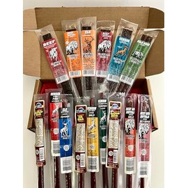 Jerky Dynasty Big Game 15-Piece Jerky Variety Pack - Assorted Meat Snack Box with Beef Jerky, Buffalo, Elk, Wild Boar, & More - Unique Present for Men or for Snack