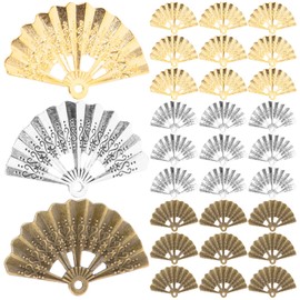 Sewroro 60pcs Fan Shaped Charms Vintage Antique Charms Pendants for Jewelry Making DIY Charm Earring Necklace Bracelet DIY Craft Making Key Chain Bag Decoration