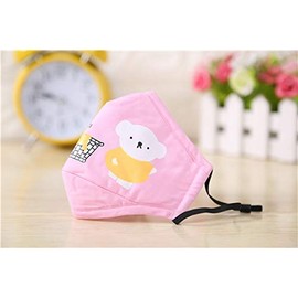 Zzteck Kids Face Mask Mouth Cover with 5 Layers Dust Activated Carbon Filter - Washable and Reusable- Adjustable Size Protection Cotton Child Face Masks Age 3-12 (Pink Bears)