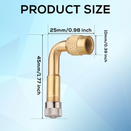 Gosknor 2pcs Tire Valve Extension, 90 Degree Tyre Valve Extension Adaptor Brass Tire Schrader Valve Stem Extenders Valve Stem Adapter for Cars Motorcycles Bicycles RV