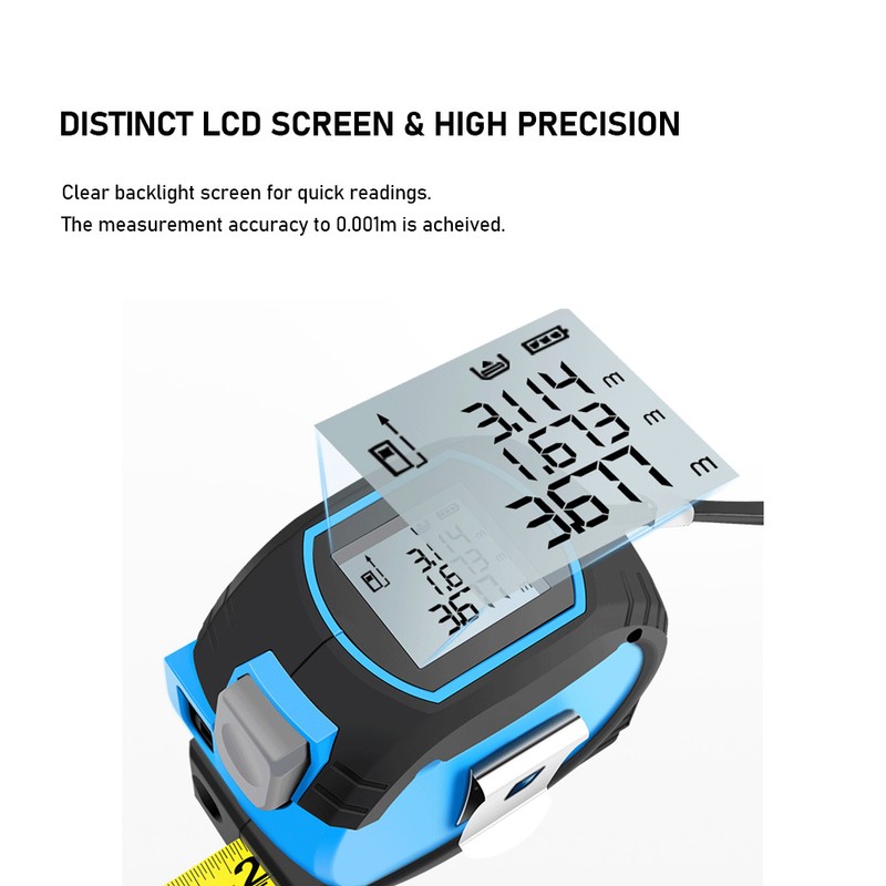3-in-1 Laser Tape Measure Multifunctional Digital Display Cross Line Laser