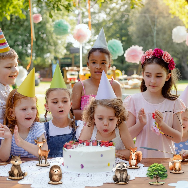 FYSUIMU 12Pcs Forest Animal Wood Table Sign Cute Woodland Animal