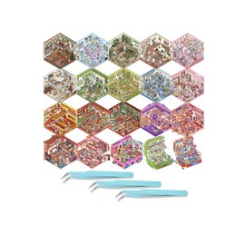 3D House Scene 20 Sets DIY Sticker Therapy for Adult Cute Cartoon Miniature Room Stickers Scene for Relief Stress Pass The Time