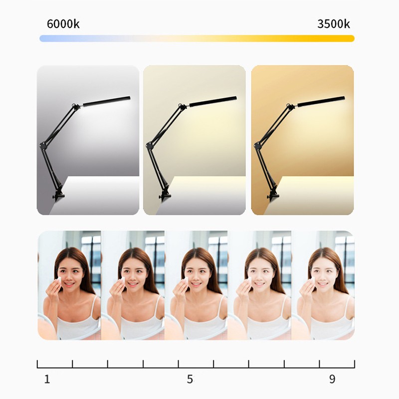 LED Folding Long Arm Eye Protection Reading Desk Lamp USB