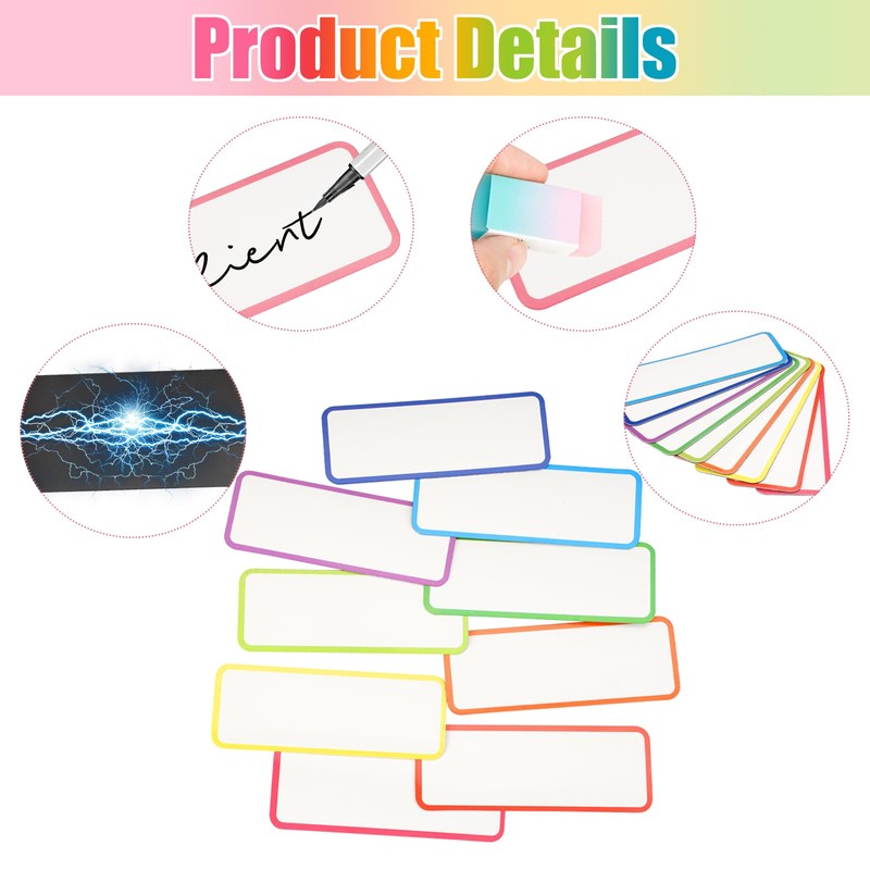 Pack of 54 Magnetic Strips, 8 x 3 cm, Reusable