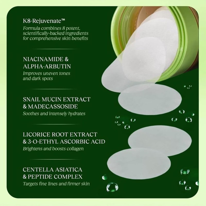 Toning Polish Pads 100 Count Snail Mucin Peptides Centella Dark