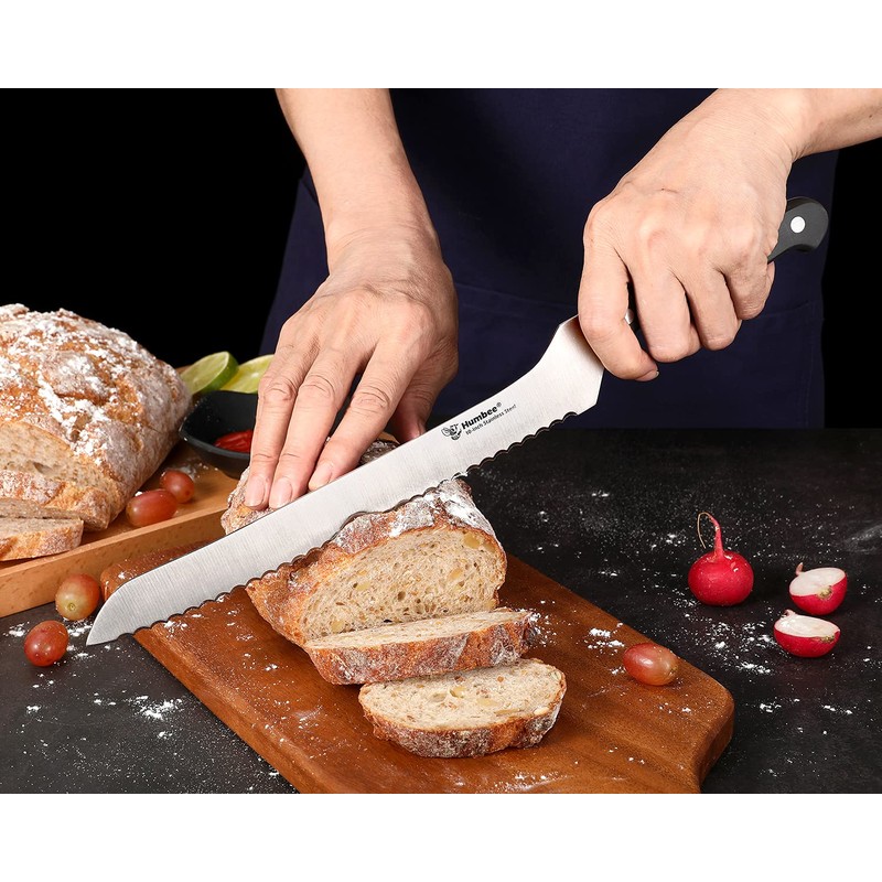 Humbee 10 Inch Serrated Offset Bread Knife, Premium Stainless Steel