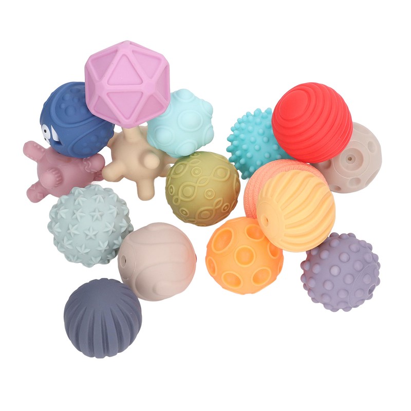 16PCS Baby Soft Textured Sensory Balls Toddlers Exploration Toys Sensory