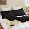 Cobedzy Ruffled Pillow Cases Set of 2, Black King Pillow