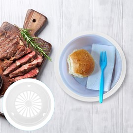 DOITOOL 10Pcs Reusable Plastic Paper Plate Holder for Party BBQ and Picnic Round Paper Plate Trays Barbecue Plate Support Plastic Dinnerware (White)
