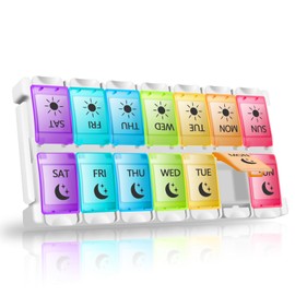 PTGRSWK Weekly Pill Organiser 7-Day, 14 Compartments Travel Pill Box | Food-Grade, Leakproof & Arthritis-Friendly | Morning/Evening Doses