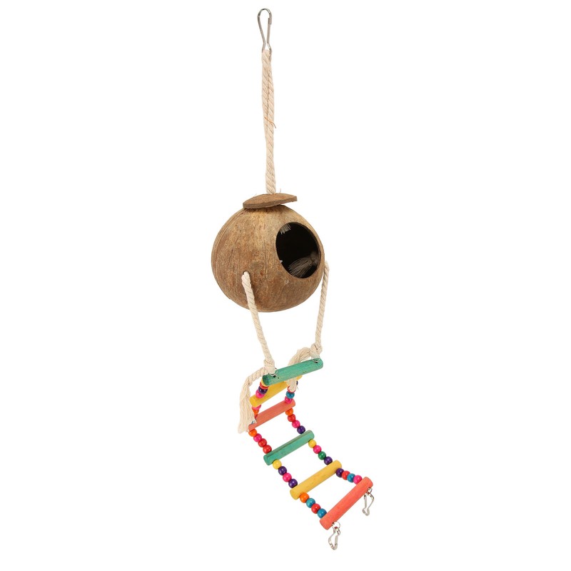 8pcs Parrot Toys Adjustable Coconut Shell Ladder Hanging Toys Interactive