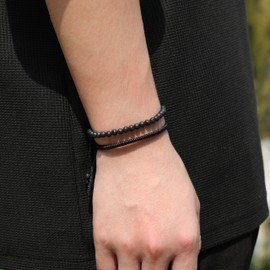 Iborov Natural Lava Stone Healing Bracelet Tibetan Braided Style with Adjustable Rope String & Protective Energy Jewelry Gift for Womens & Men