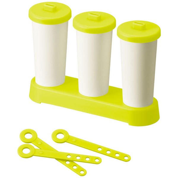 LIKE-IT STK-15 Ice Cube Tray, Ice Stand, Ice Cubes, Approx. Width 6.5 x Depth 2.0 x Height 5.1 inches (16.5 x 5 x 13 cm), Green, Made in Japan, Makes Cylindrical Ice Cube, Space Saving in the Freezer