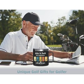 EchoMaven Golf Gifts for Men, Gifts for Golfers, Golf Christmas Gifts, 14oz Golf Mug, Fathers Day Golf Gifts for Dad, Golf Gifts for Men Unique, Birthday Gifts for Golf Lovers, Golf Coach, Black