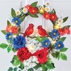 Collections Etc Lighted Patriotic Cardinal Wreath with Greenery 16" x