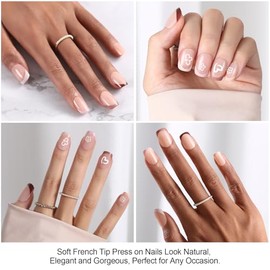 Dsixnails Uñas Postizas Cortas 150 Piezas Cuadradas En Tonos Piel Punta Francesa 5 Estilos De Gel Francés Uñas Prefrancesas Uñas Acrílicas De Gel Suav