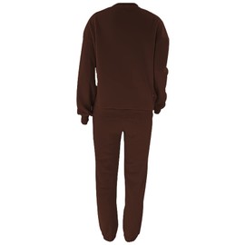 amropi Women's Tracksuit Set Fleece Sweatshirt Top and Jogging Pants Sports Outfits Coffee, M