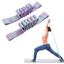 JRYGAC Pack of 2 Yoga Stretching Strap, Yoga Strap with 8 Loops, Yoga Stretch Strap, Highly Elastic Stretching Band, Gymnastics Band, Fitness Band, Stretch Band for Pilates, Dance, Gymnastics, Yoga