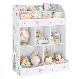 BOTLOG Toy Storage Organizer with Bookcase, Kids Bookshelf, Toy Storage Storage Cabinet with Cubbies and Bookshelf for Children's Room, Playroom, Hallway, Kindergarten, White
