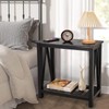 Narrow Side Table with Storage Shelf 2 Tier Wooden Nightstand