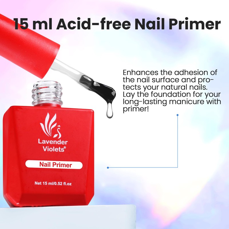 Lavender Violets 15ml Nail Primer for Gel Nail Polish, Fast