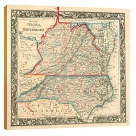 GRANDART.COM - Vintage Map of Virginia & North Carolina - Canvas Wall Art By MCA