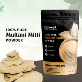 MAPL Fuller's Earth Powder (100% Pure Multani Mitti Powder) | Natural Fuller’s Earth Clay Face Mask for Skin Cleansing & Oil Control | Herbal Calcium Bentonite Face Pack | 7.055 oz (200g)