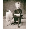 Little Boy Smoking with his pet Chicken Weird Freaky Cute   8x10 Photo