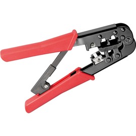 Fixpoint 77146 Crimpzange für Modularstecker für 6P4C, 6P6C, 8P8C inklusiv Kabelschneider und Abisolierer