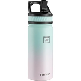 Fanhaw 18 Oz Kids Insulated Water Bottle with Straw Lid – Stainless Steel Double Wall Vacuum, Leak-Proof, BPA-Free Water Bottles for School Boys & Girls(Green Pink)