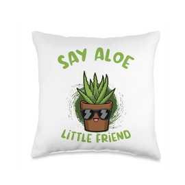 Say Aloe To My Little Friend Aloe Vera Plant Throw Pillow