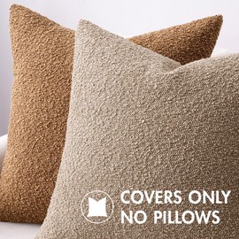 MIULEE Set of 2 Light Brown Throw Pillow Covers 12x20 Inch Decorative Couch Pillow Covers Textured Boucle Accent Solid Pillow Cases Soft for Spring Cushion Chair Sofa Bedroom Livingroom Home Decor