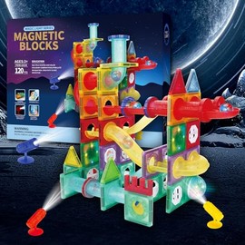 Muja Bloques de Construcción Magnéticos 3D Juguetes Construccionde 120 Piezas con luzBolas y Tubos, Imanes para Niños, Juguete Educativo y Regalo...  