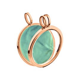 Quiges Rose Gold Plated Copper Interchangeable Coin Holder Pendant 33mm Large with Crystal Ring