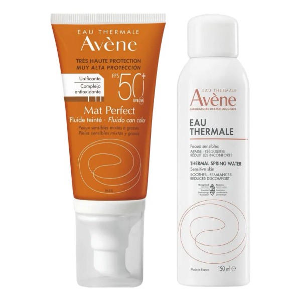 Kit Avene Fluido Solar Con Color 50ml Y Agua Termal