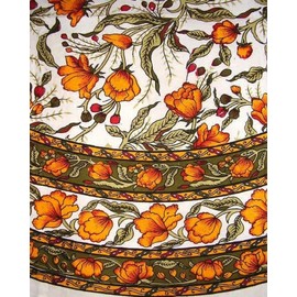 India Arts French Floral Round Cotton Tablecloth 70" Saffron