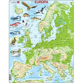 Larsen K70 Europe Physical Map Italian Edition Frame Puzzle with 87 Pieces