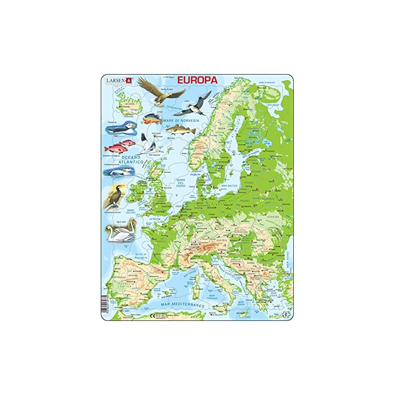 Larsen K70 Europe Physical Map Italian Edition Frame Puzzle with