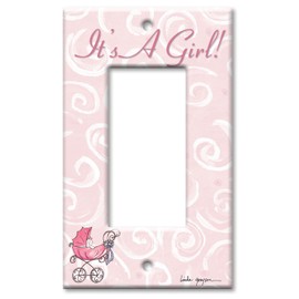 Art Plates - It' A Girl - Baby Carriage Switch Plate - Single Rocker