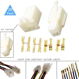 Lsgoodcare 20Sets 2.8MM 4 Pin Way Waterproof Auto Electrical Wire Cable Connector Plugs Kit Male Female Socket Plug, 2.8MM Wire Splice Crimp Terminal Spade Connector Set for Car/Motorcycles/Boat