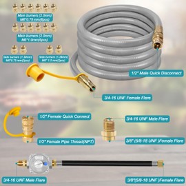 10FT Propane to Natural Gas Conversion Kit Compatible with Weber Genesis, Genesis II, Spirit, Spirit II, Convert LPG Grills to NG, Includes 1/2" Natural Gas Hose with Natural Gas Regulator and Orifice