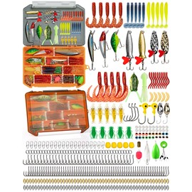 pullther 380 Pieces Fishing Bait Mixed Set, Including Spinner, Throwing Aid, Split Rings, Fishing Carabiner, Fish Eye Beads, Crank, etc Fishing Accessories, for Freshwater Saltwater Fishing